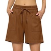 image:imageWillit Womens Linen Shorts with PocketsCaramelupdate