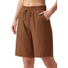 image:imageWillit Womens Linen Shorts with PocketsCaramelupdate
