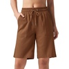 image:imageWillit Womens Linen Shorts with PocketsCaramelupdate