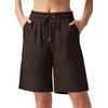 image:imageWillit Womens Linen Shorts with PocketsDark Brown