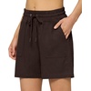 image:imageWillit Womens Linen Shorts with PocketsDark Brown