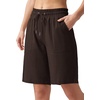 image:imageWillit Womens Linen Shorts with PocketsDark Brown