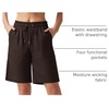 image:imageWillit Womens Linen Shorts with PocketsDark Brown