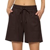 image:imageWillit Womens Linen Shorts with PocketsDark Brownupdate
