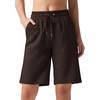 image:imageWillit Womens Linen Shorts with PocketsDark Brownupdate
