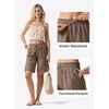 image:imageWillit Womens Linen Shorts with PocketsDeep Khaki