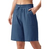 image:imageWillit Womens Linen Shorts with PocketsDenim Blue