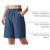 image:imageWillit Womens Linen Shorts with PocketsDenim Blue