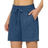 image:imageWillit Womens Linen Shorts with PocketsDenim Blue