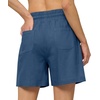 image:imageWillit Womens Linen Shorts with PocketsDenim Blueupdate