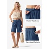 image:imageWillit Womens Linen Shorts with PocketsDenim Blueupdate