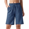 image:imageWillit Womens Linen Shorts with PocketsDenim Blueupdate