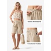 image:imageWillit Womens Linen Shorts with PocketsKhaki
