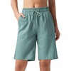 image:imageWillit Womens Linen Shorts with PocketsLake Greenupdate