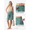 image:imageWillit Womens Linen Shorts with PocketsLake Greenupdate