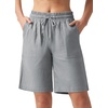 image:imageWillit Womens Linen Shorts with PocketsLight Gray