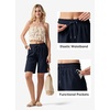 image:imageWillit Womens Linen Shorts with PocketsNavy Blue