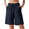 image:imageWillit Womens Linen Shorts with PocketsNavy Blue