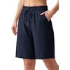 image:imageWillit Womens Linen Shorts with PocketsNavy Blueupdate