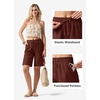 image:imageWillit Womens Linen Shorts with PocketsReddish Brown