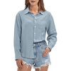 image:imageWillit Womens Linen Shirts Button Down Loose FitLight Blue