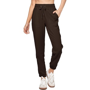 image:imageWillit Womens Linen Joggers Pants Lightweight BreathableDark Brownupdate
