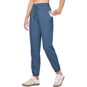 image:imageWillit Womens Linen Joggers Pants Lightweight BreathableDenim Blue