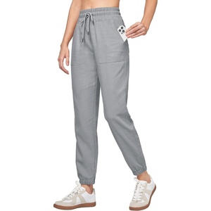image:imageWillit Womens Linen Joggers Pants Lightweight BreathableLight Gray