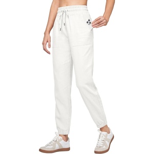 image:imageWillit Womens Linen Joggers Pants Lightweight BreathableWhite