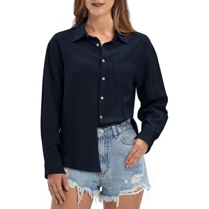 image:imageWillit Womens Linen Shirts Button Down Loose FitNavy