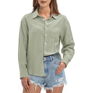 image:imageWillit Womens Linen Shirts Button Down Loose FitSage Green