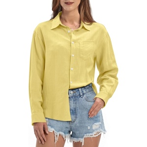 image:imageWillit Womens Linen Shirts Button Down Loose FitYellow