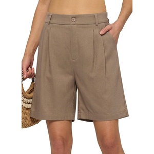 image:imageWillit Womens Linen Shorts Wide LegDeep Khaki