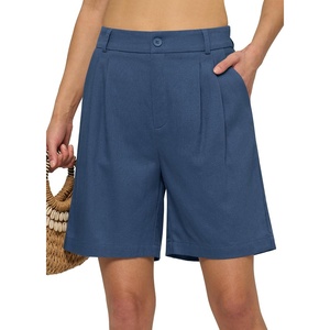 image:imageWillit Womens Linen Shorts Wide LegDenim Blue