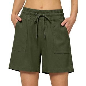 image:imageWillit Womens Linen Shorts with PocketsArmy Green