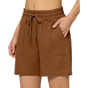 image:imageWillit Womens Linen Shorts with PocketsCaramelupdate