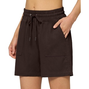 image:imageWillit Womens Linen Shorts with PocketsDark Brownupdate