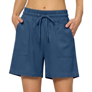 image:imageWillit Womens Linen Shorts with PocketsDenim Blue