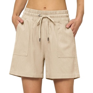 image:imageWillit Womens Linen Shorts with PocketsKhaki