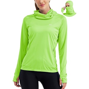 image:imageWillit Womens UPF 50 Sun Hoodie with Face Mask and PocketsFluorescent Green