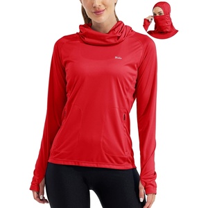 image:imageWillit Womens UPF 50 Sun Hoodie with Face Mask and PocketsRed