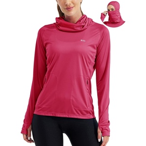 image:imageWillit Womens UPF 50 Sun Hoodie with Face Mask and PocketsRose Red