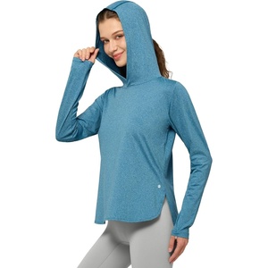 image:imageWillit Womens Sun Shirts Hooded UPF 50 Long Sleeve Hiking Workout Tops Lightweight Quick Dry UV ProtectionHeather Teal